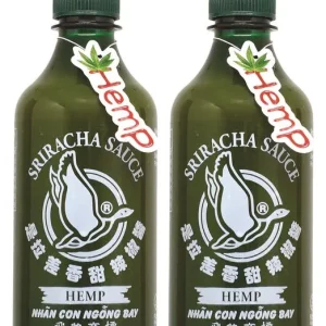 [ 2x 455ml ] FLYING GOOSE Grüne Sriracha Chilisauce mit Hanf und grünem Chili, Scharf / Glutenfrei / Vegan